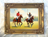 Fine Oleograph on Canvas "2 Polo Players"