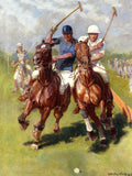 Fine Oleograph on Canvas of Polo Players