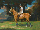 Fine Oleograph on Canvas of a Polo Player on a Chestnut Pony