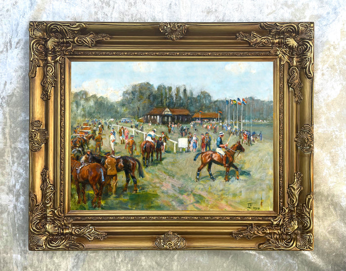 Fine Oleograph on Canvas of a Polo at Tidworth aft. Lionel Edwards