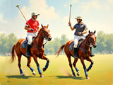Fine Oleograph on Canvas "2 Polo Players"