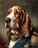 "General Basset" Fine Oleograph on Canvas of a Basset Hound after Thierry poncelet