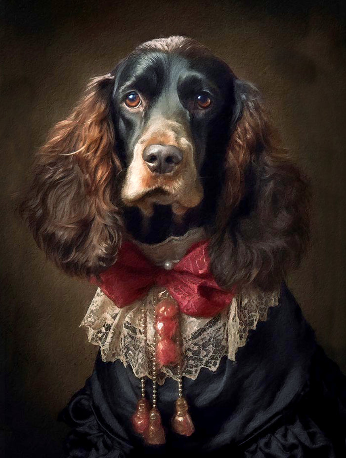 Fine Oleograph on Canvas of a Victorian Spaniel 
