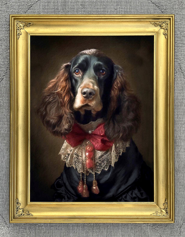 Fine Oleograph on Canvas of a Victorian Spaniel 