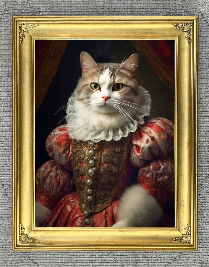Fine Oleograph on Canvas of a Regal Tabby Cat 