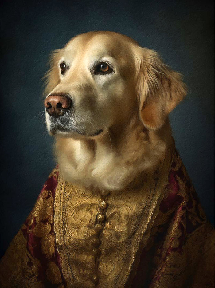 Fine Oleograph on Canvas of a Golden Retriever 