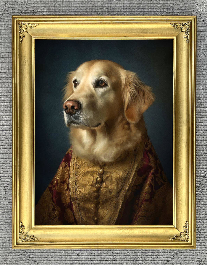 Fine Oleograph on Canvas of a Golden Retriever 