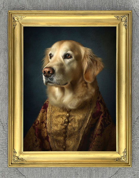 Fine Oleograph on Canvas of a Golden Retriever "The Diplomat" aft. Thierry Poncelet