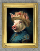 Fine Oleograph on Canvas of an Elegant Pig "Maisie" aft. Thierry Poncelet