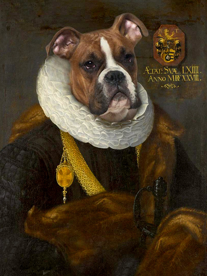 Fine Oleograph on Canvas of an Elizabethan Boxer Dog 