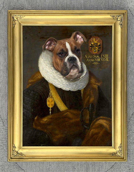 Fine Oleograph on Canvas of an Elizabethan Boxer Dog "Henry" aft. Thierry Poncelet