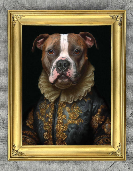 Fine Oleograph on Canvas of an Elizabethan Staffordshire Bull Terrier  aft. Thierry Poncelet