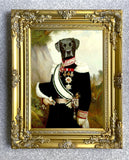 Fine Gilt Framed Lithograph of a Military Labrador