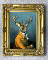 Fine Gilt Framed Lithograph of a Character Stag