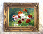 Beautiful Still Life Oleograph on Canvas - A Cluster of Poppies