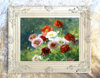 Beautiful Still Life Oleograph on Canvas - A Cluster of Poppies