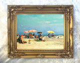 Stunning Oleograph on Canvas "At the Seaside"