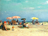 Stunning Oleograph on Canvas "At the Seaside"