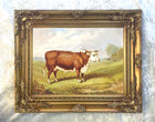 Gilt Framed Oleograph of a Prize Bull in a Landscape