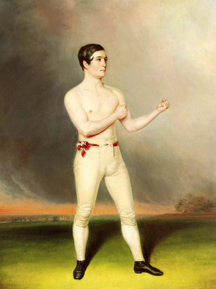 Superb Full length Portrait Oleograph on Canvas - The Pugilist 