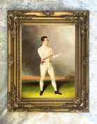 Superb Full length Portrait Oleograph on Canvas - The Pugilist "Big Brown"