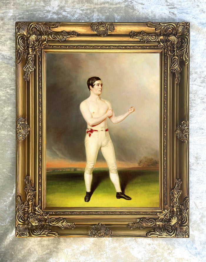 Superb Full length Portrait Oleograph on Canvas - The Pugilist 