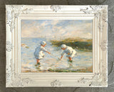 Fine Oleograph on Canvas - "Fishing In the Shallows"