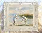 Fine Oleograph on Canvas - "Fishing In the Shallows"
