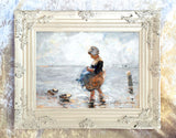 Fine Oleograph on Canvas - "The Toy Boat"