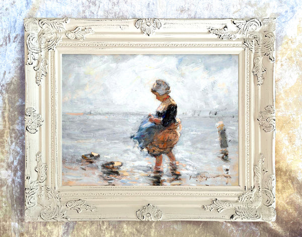 Fine Oleograph on Canvas - "The Toy Boat"