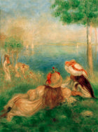 Exquisite Impressionist Oleograph on Canvas - Jeunes filles au bord de la mer