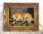 Fine Ornate Framed Oil Painting Print - Sleeping Golden Retriever