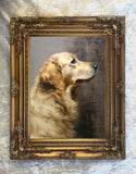Fine Gilt Framed Oleograph of a Golden Retriever