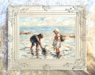 Fine Oleograph on Canvas - "Sailing a Toy Boat in the Shallows"