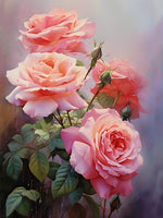 Beautiful Still Life Oleograph on Canvas Still Life of a Group of Roses