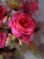 Exquisite Still Life Oleograph on Canvas Still Life of Red Roses