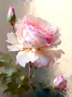 Fine Oleograph on Canvas Still Life of a Pink Rose