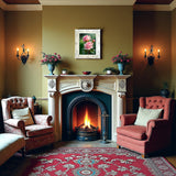 Exquisite Still Life Oleograph on Canvas Still Life of  Pink Roses