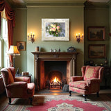 Exquisite Oleograph on Canvas Still Life of Pink & Yellow Roses