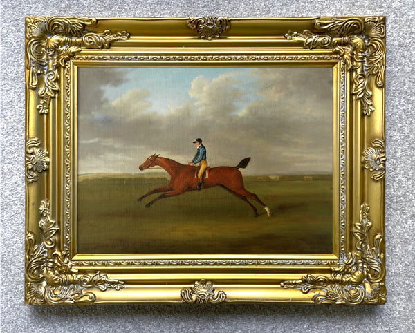 Oleograph on Canvas of a Racehorse & Jockey after Sartorius