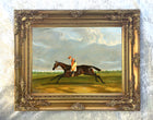 Fine Oleograph on Canvas - Portrait of a Jockey Riding a Bay Horse