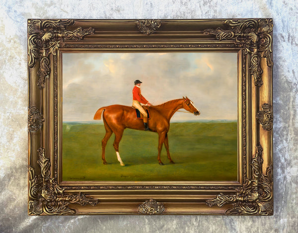 Fine Oleograph on Canvas of the Racehorse Eclipse with Jack Oakley Up