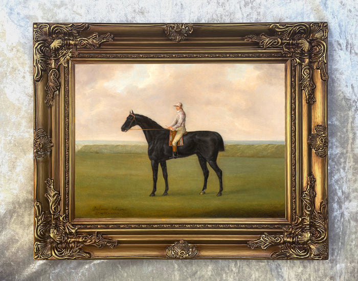 Fine Lithograph on Stretched Canvas of the Racehorse Smolensko with Tom Hoodison Up aft. Sartorius