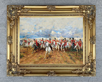 Fine Oleograph on Canvas "Scotland Forever" - Charge of the Royal Scots Greys at Waterloo