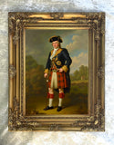 Exquisite Oleograph on Canvas - Portrait of a Highlander in full Tartan Uniform