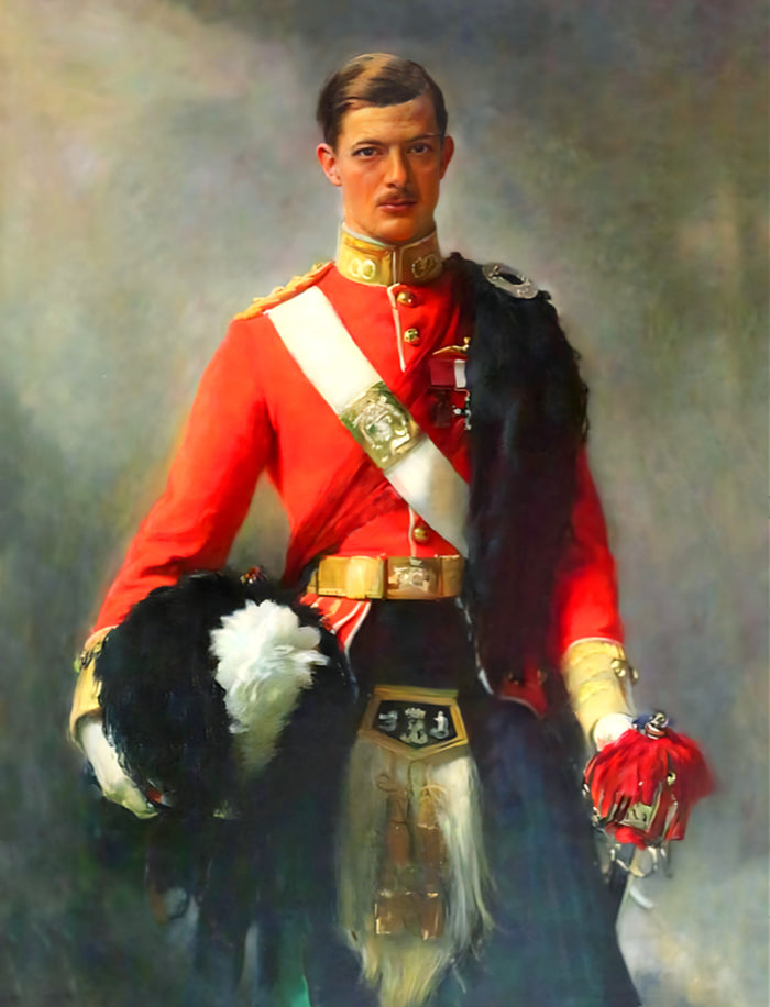 Exquisite Oleograph on Canvas - Portrait of an Officer of the Highlander Regiment