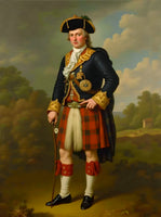 Exquisite Oleograph on Canvas - Portrait of a Highlander in full Tartan Uniform