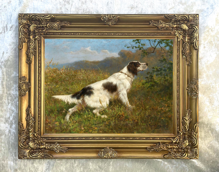 Fine Oleograph on Canvas - Portrait of a Setter 