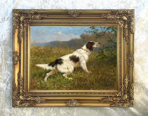 Fine Oleograph on Canvas - Portrait of a Setter "In the Field"