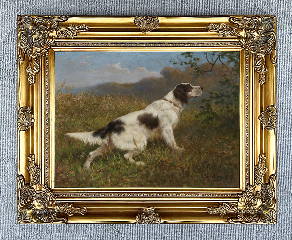 Fine Oleograph on Canvas - Portrait of a Setter "In the Field"